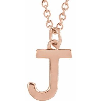 18K Rose Gold Plated Sterling Silver Initial J Dangle 16 inch Necklace Ref 17719394
