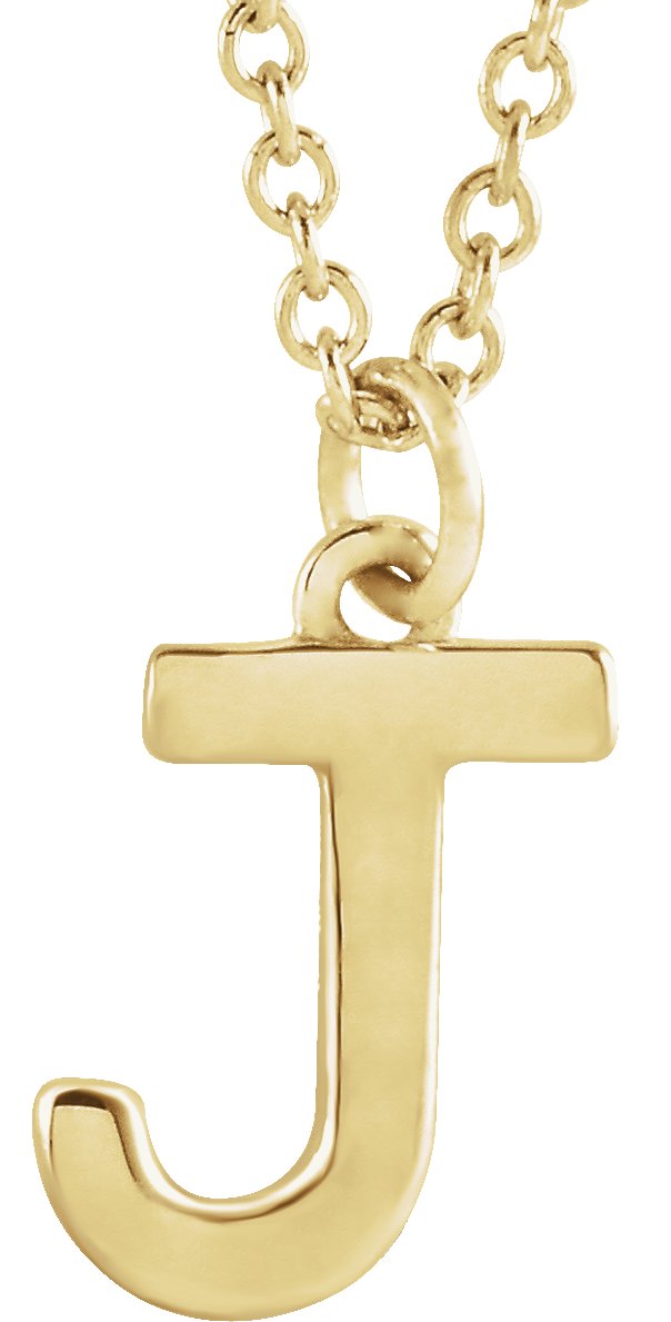 18K Yellow Gold Plated Sterling Silver Initial J Dangle 18 inch Necklace Ref 17719343