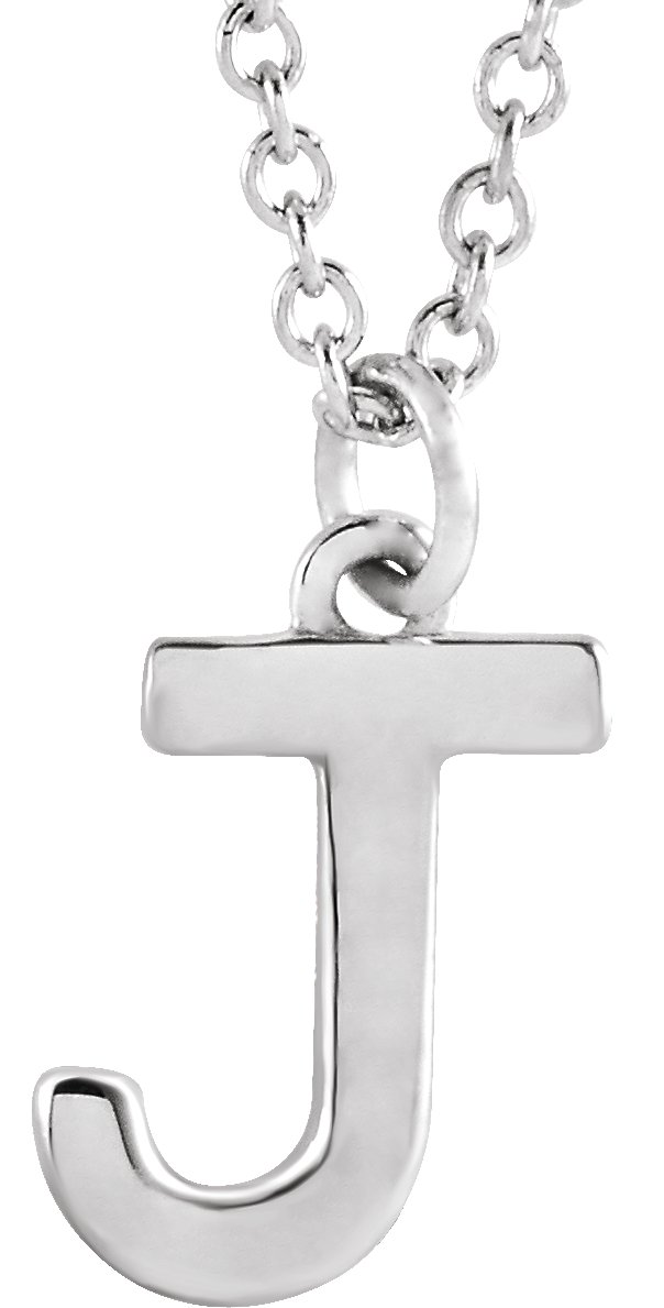 14K White Initial J Dangle 18" Necklace