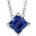 14K White 4.5x4.5 mm Square Lab-Grown Blue Sapphire Solitaire 16-18