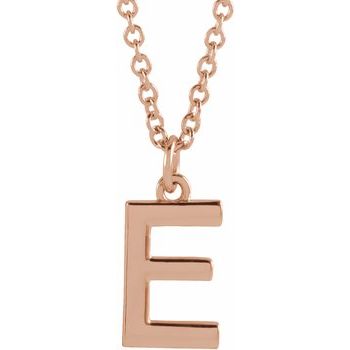 18K Rose Gold Plated Sterling Silver Initial E Dangle 18 inch Necklace Ref 17719385