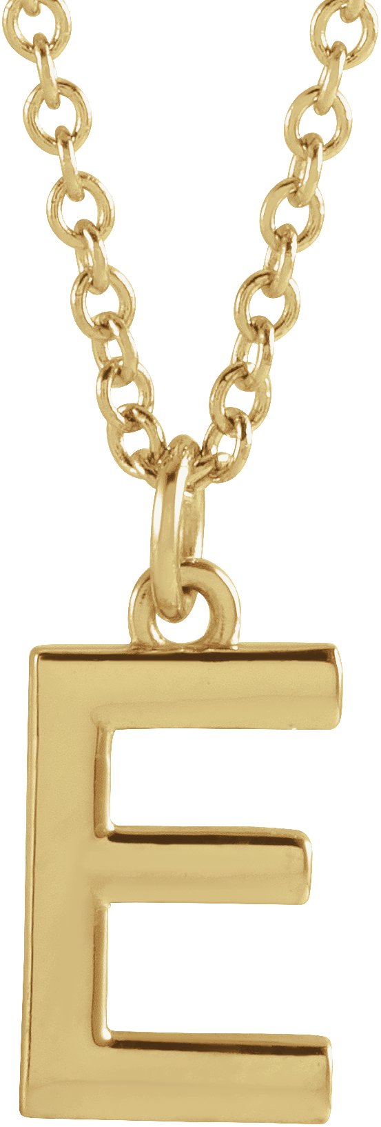 14K Yellow Initial E Dangle 18" Necklace
