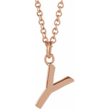 18K Rose Gold Plated Sterling Silver Initial Y Dangle 18 inch Necklace Ref 17719425