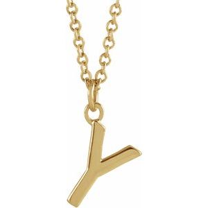 14K Yellow Initial Y Dangle 16" Necklace