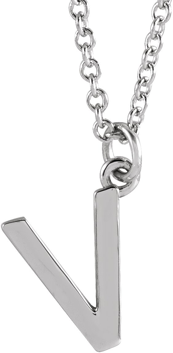 Sterling Silver Initial V Dangle 18 Necklace