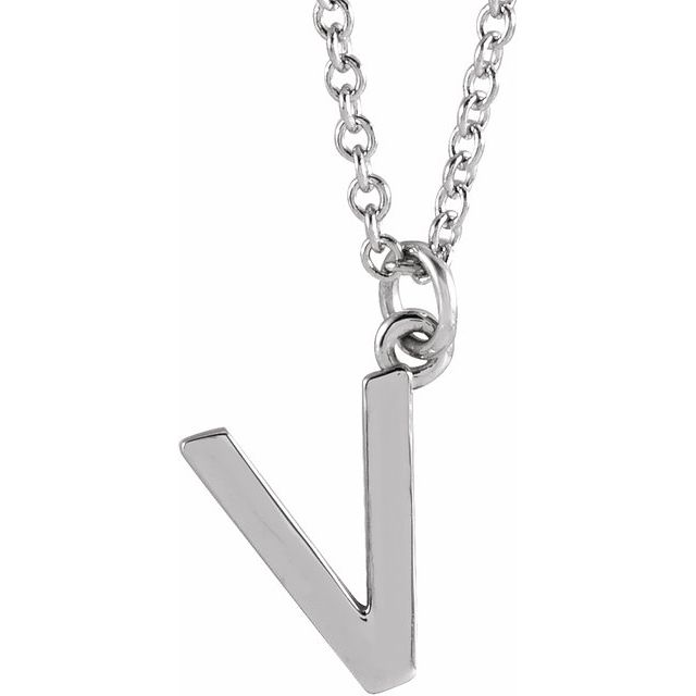 Sterling Silver Initial V Dangle 18 Necklace