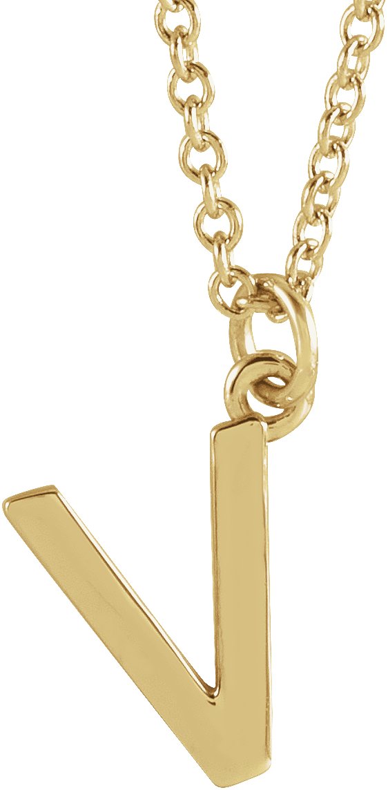 18K Yellow Gold Plated Sterling Silver Initial V Dangle 16 inch Necklace Ref 17719366