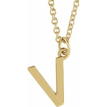 18K Yellow Gold Plated Sterling Silver Initial V Dangle 18 inch Necklace Ref 17719367