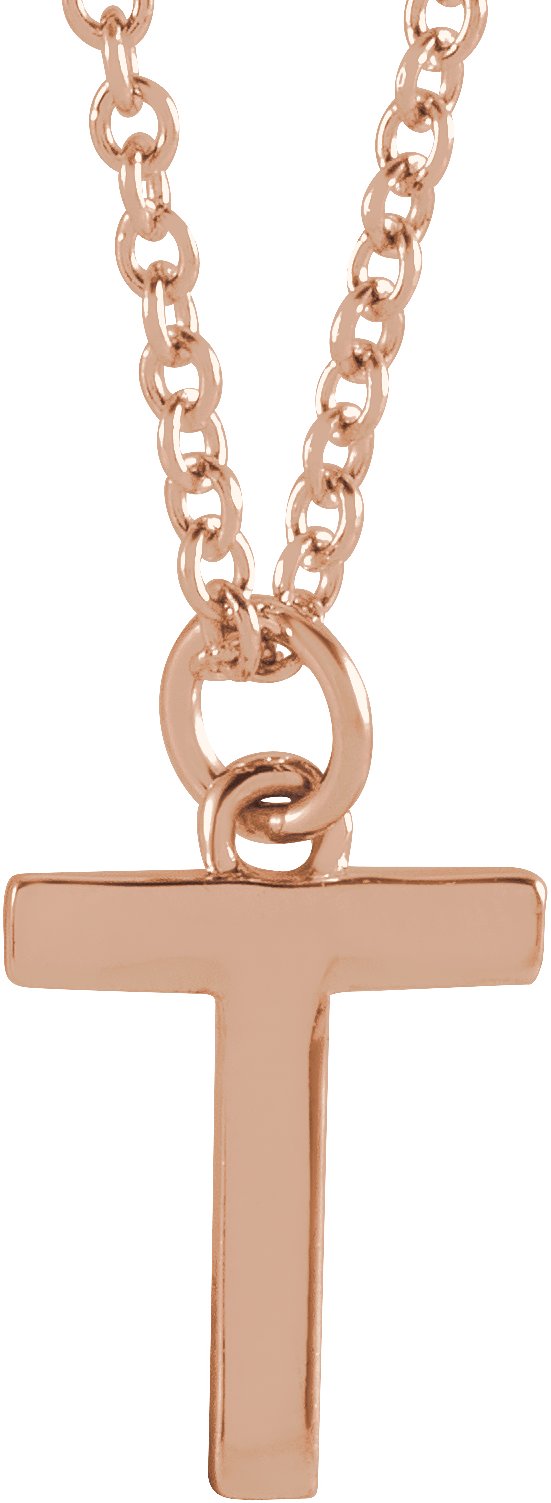 18K Rose Gold Plated Sterling Silver Initial T Dangle 16 inch Necklace Ref 17719414
