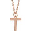 18K Rose Gold Plated Sterling Silver Initial T Dangle 16 inch Necklace Ref 17719414