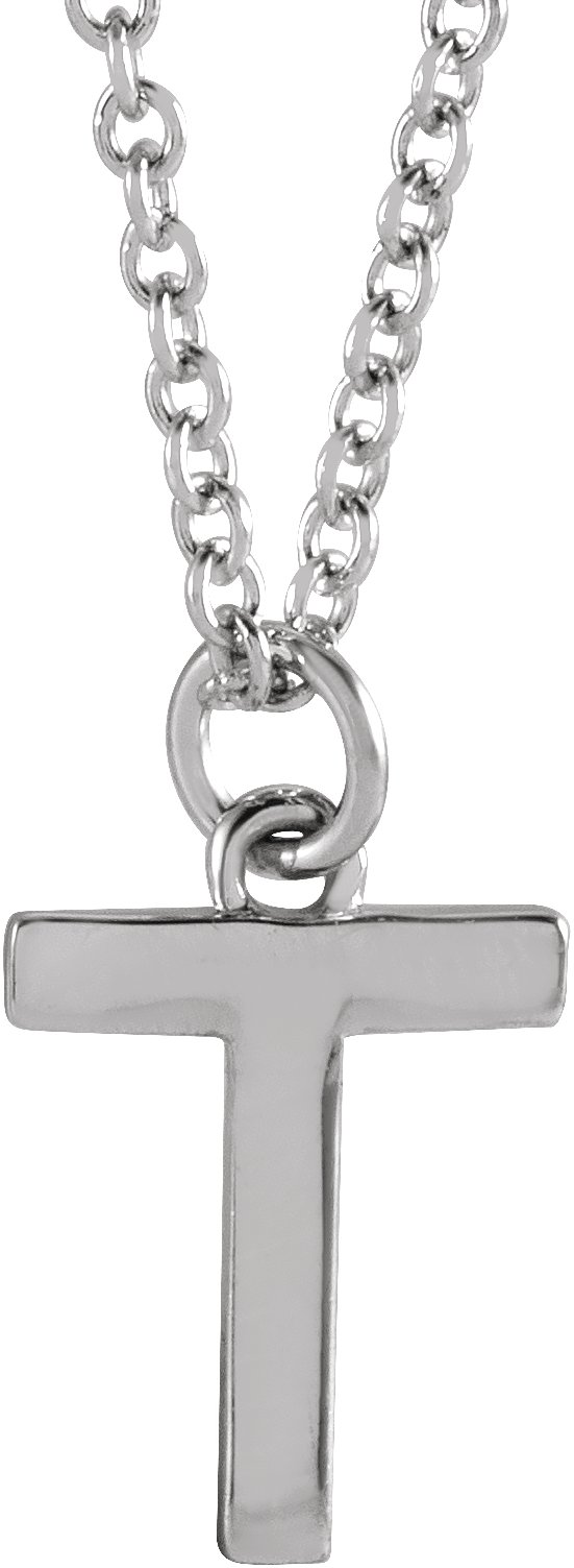 Sterling Silver Initial T Dangle 18" Necklace