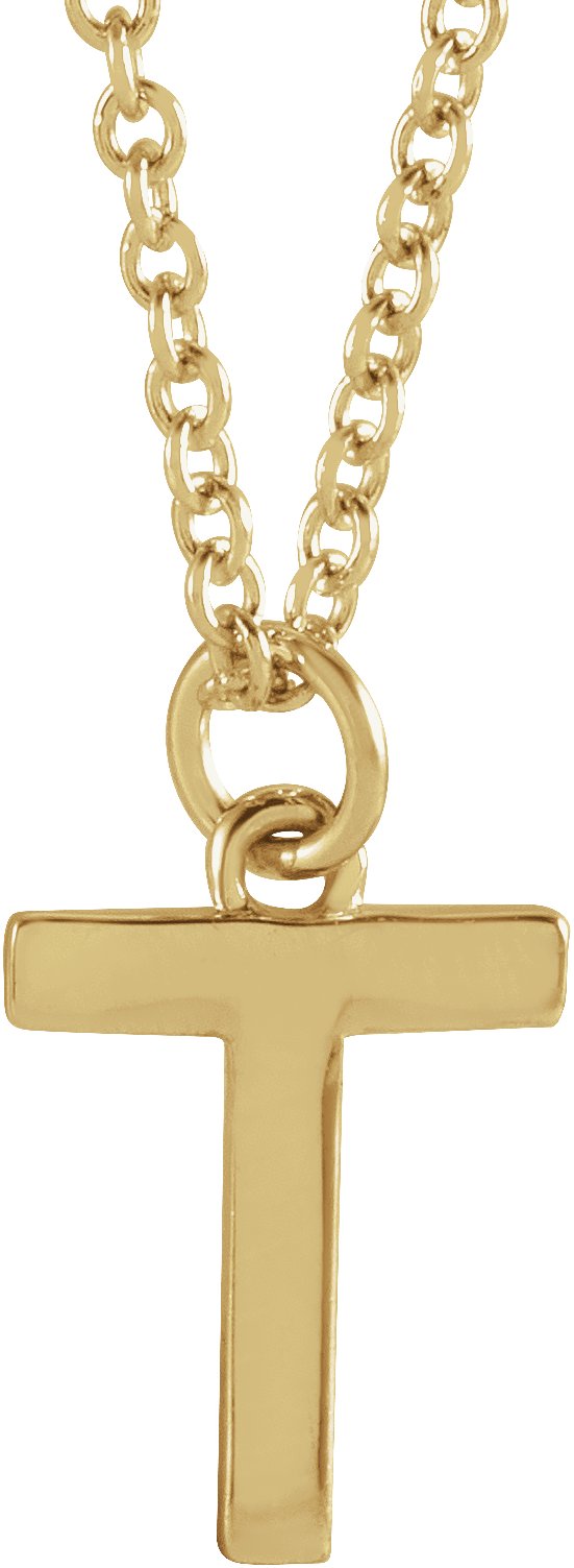 18K Yellow Gold Plated Sterling Silver Initial T Dangle 16 inch Necklace Ref 17719362