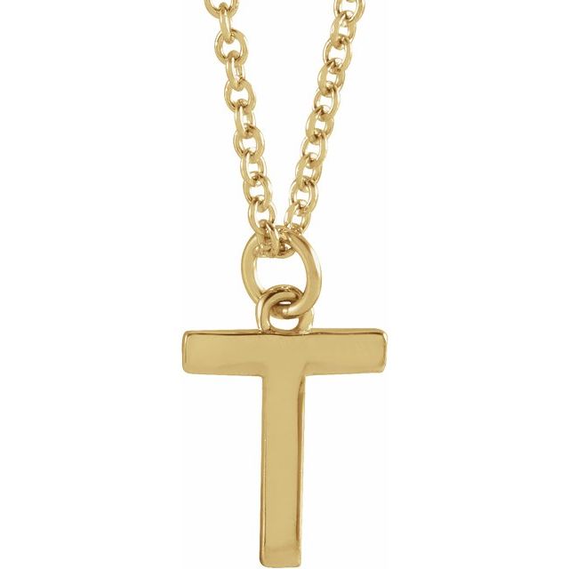 14K Yellow Initial T Dangle 18 Necklace