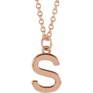 14K Rose Initial S Dangle 18" Necklace