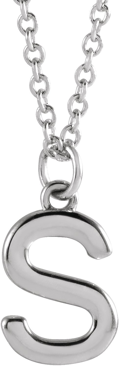 Sterling Silver Initial S Dangle 18" Necklace