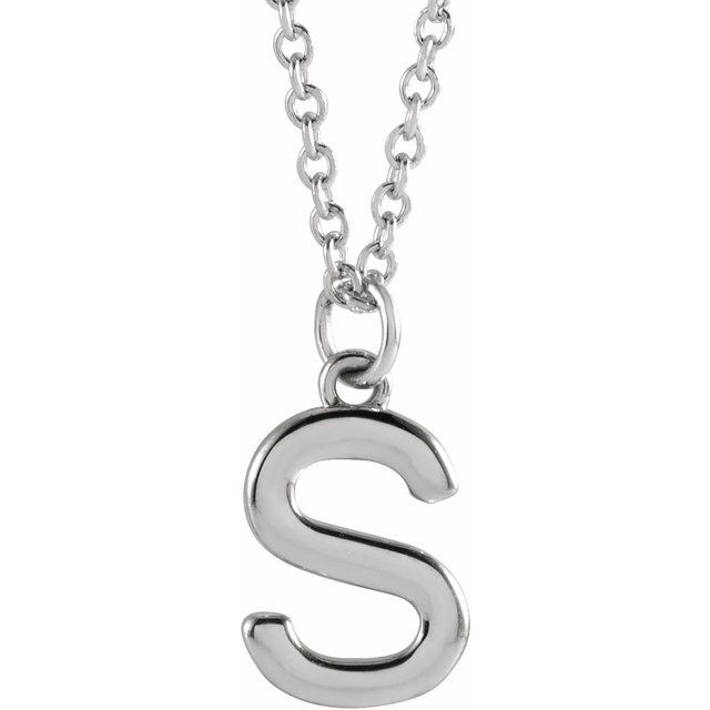 Sterling Silver Initial S Dangle 16 Necklace