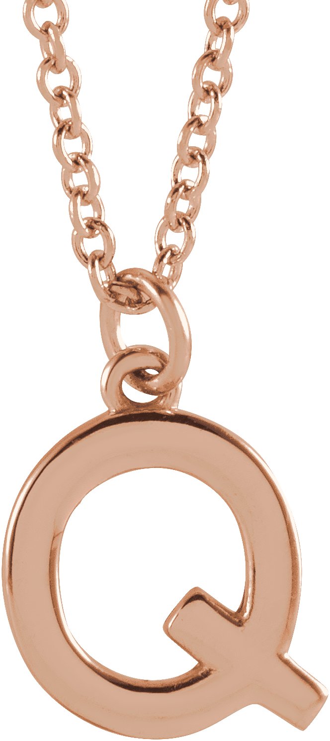 18K Rose Gold Plated Sterling Silver Initial Q Dangle 16 inch Necklace Ref 17719408
