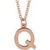18K Rose Gold Plated Sterling Silver Initial Q Dangle 16 inch Necklace Ref 17719408