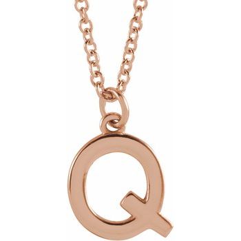 18K Rose Gold Plated Sterling Silver Initial Q Dangle 18 inch Necklace Ref 17719409