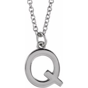 14K White Initial Q Dangle 18" Necklace