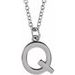 Sterling Silver Initial Q Dangle 16
