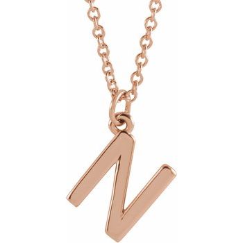 18K Rose Gold Plated Sterling Silver Initial N Dangle 18 inch Necklace Ref 17719403