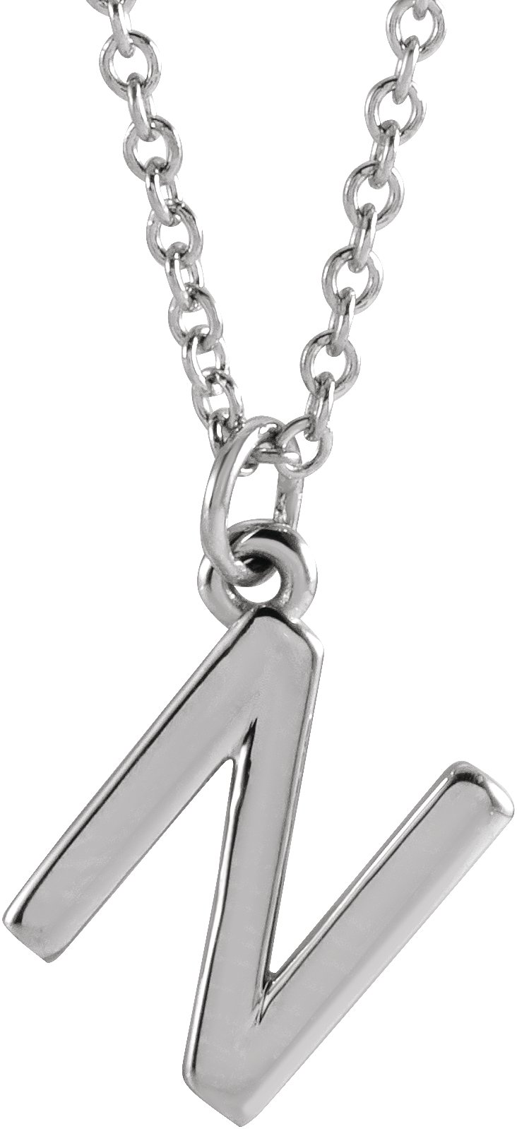 Sterling Silver Initial N Dangle 18" Necklace