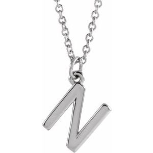 Sterling Silver Initial N Dangle 18" Necklace