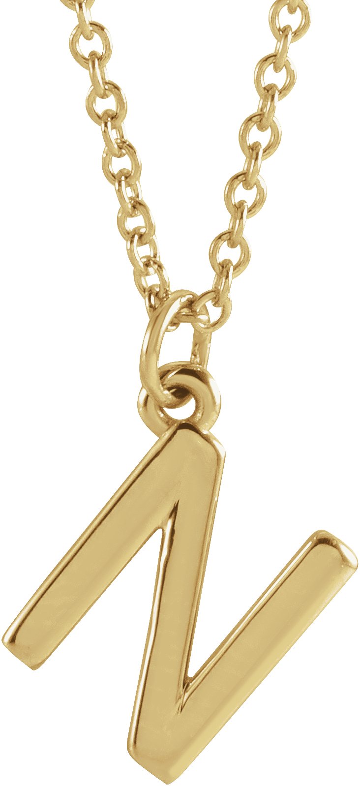 14K Yellow Initial N Dangle 18" Necklace