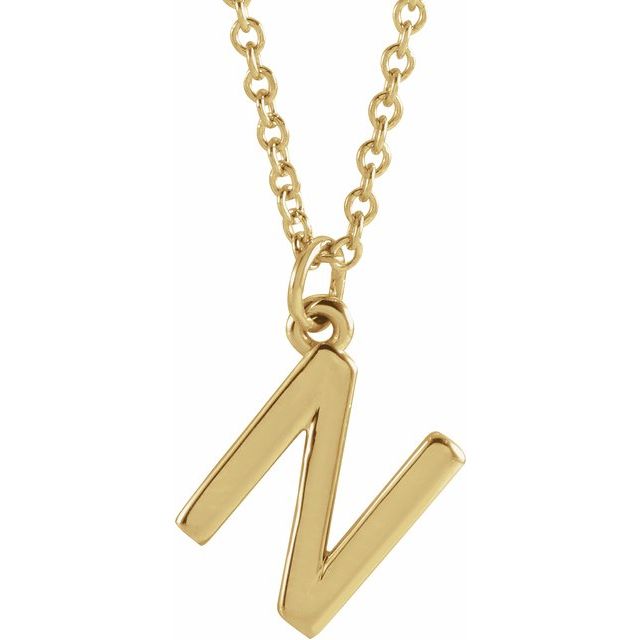 14K Yellow Initial N Dangle 18 Necklace