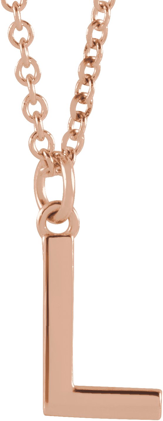 18K Rose Gold Plated Sterling Silver Initial L Dangle 16 inch Necklace Ref 17719398