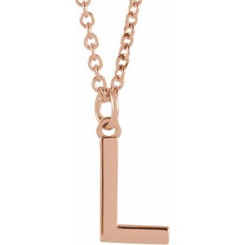 18K Rose Gold Plated Sterling Silver Initial L Dangle 18 inch Necklace Ref 17719399