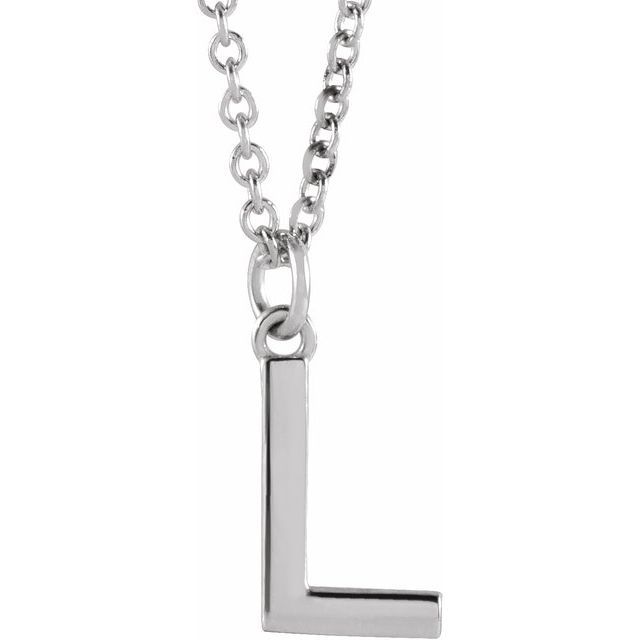 Sterling Silver Initial L Dangle 18 Necklace