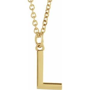 14K Yellow Initial L Dangle 16" Necklace