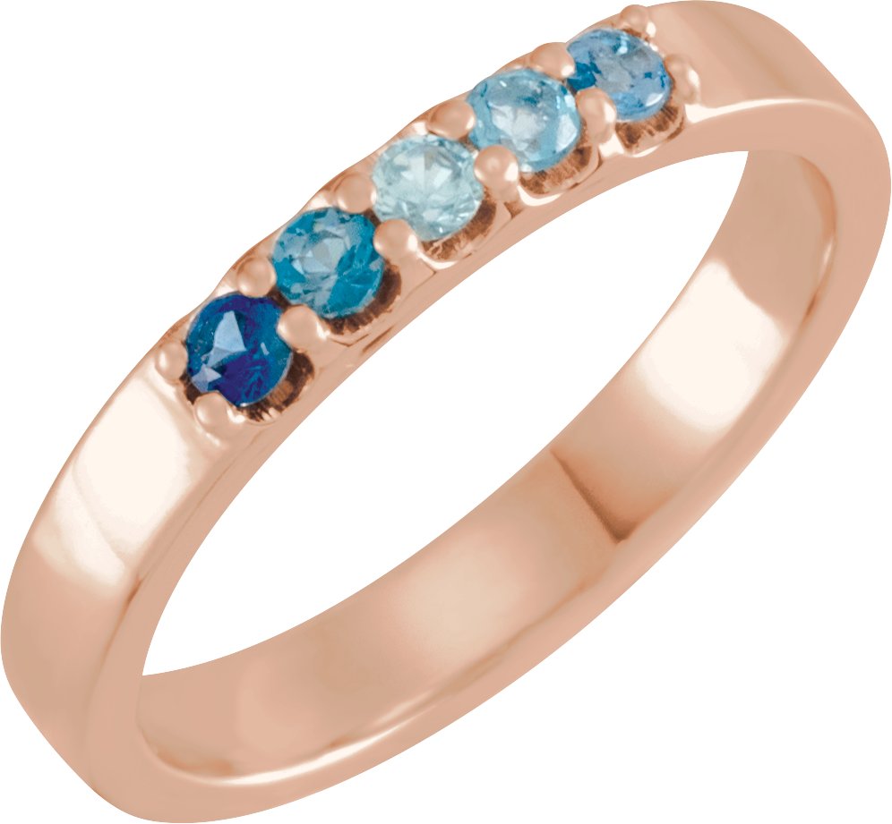 14K Rose Natural Blue Multi-Gemstone Midi Ring