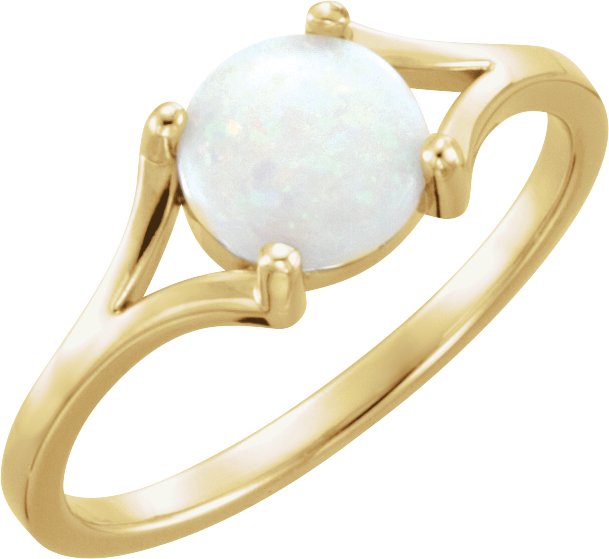 14K Yellow 6 mm Natural Opal Cabochon Ring