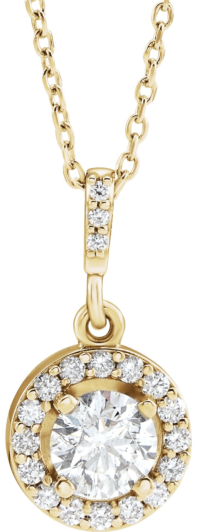 14K Yellow 1/2 CTW Diamond Halo-Style 18 Necklace