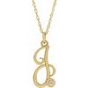 14K Yellow Gold Plated .02 CT Diamond Script Initial J 16 18 inch Necklace Ref. 16047627