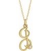 14K Yellow Gold Plated .02 CT Diamond Script Initial I 16 18 inch Necklace Ref. 16047626