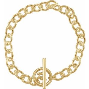 Yellow-Plated Sterling Silver 7 mm Charm Cable 8" Bracelet