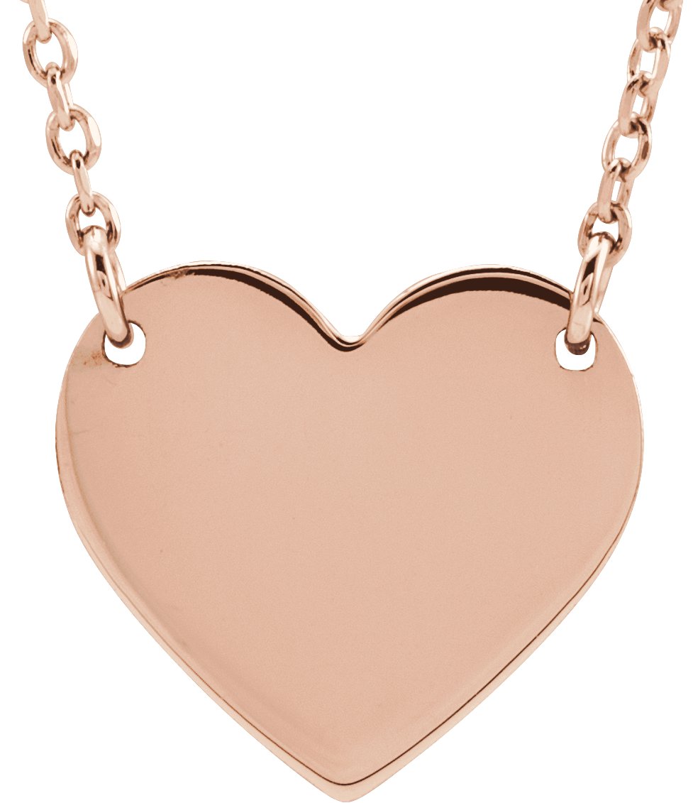 18K Rose Gold-Plated Sterling Silver Engravable Heart 16-18" Necklace