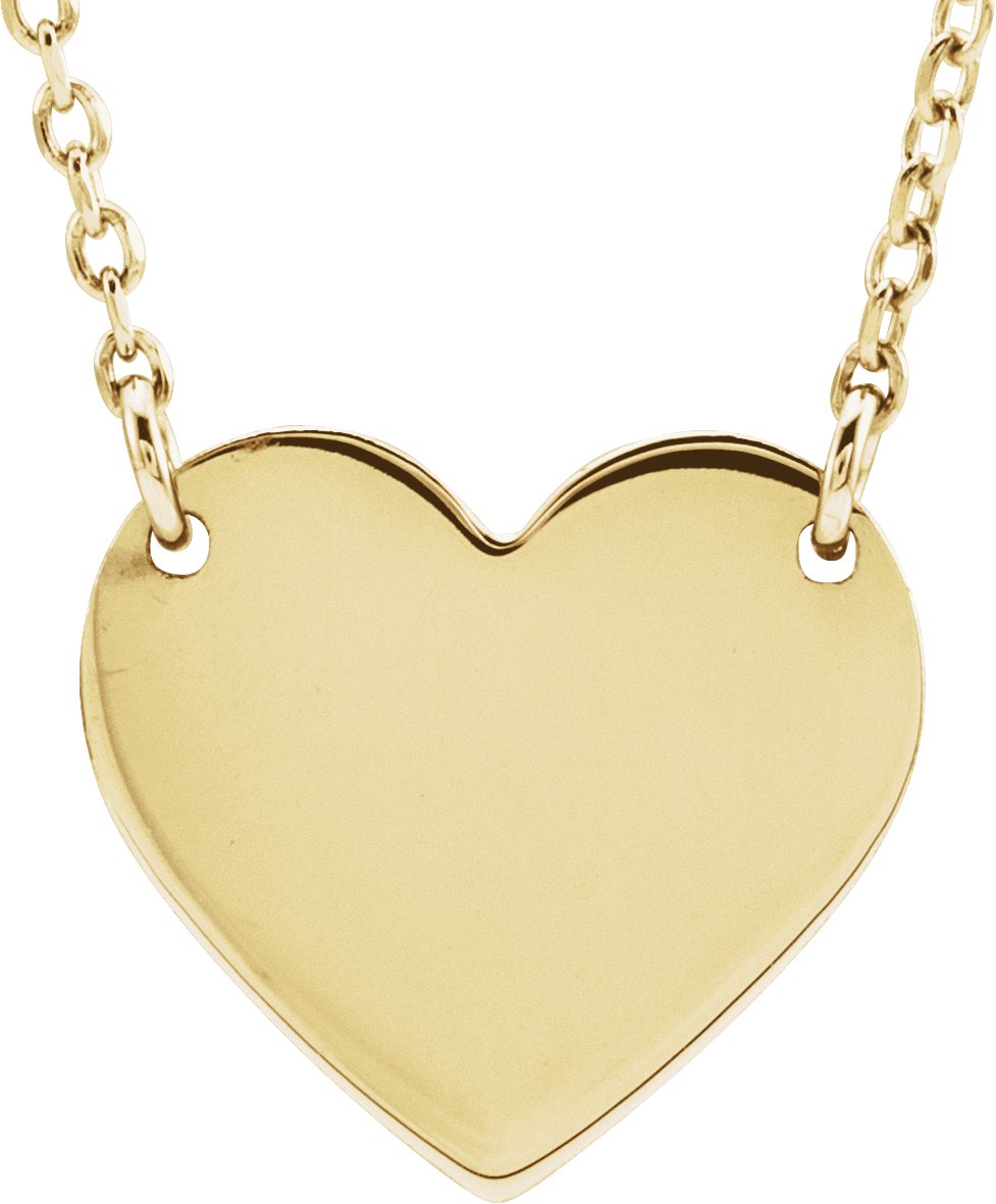 18K Yellow Gold-Plated Sterling Silver Engravable Heart 16-18" Necklace