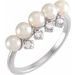 14K White Cultured White Akoya Pearl & 1/8 CTW Natural Diamond Stackable Ring
