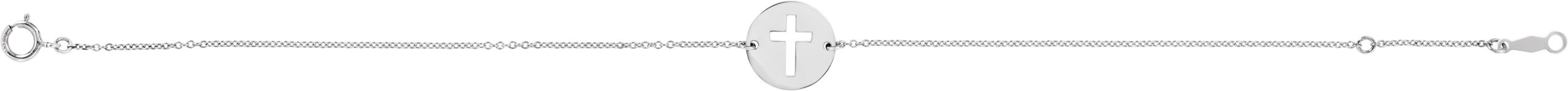 14K White Pierced Cross Disc 7-8 Bracelet 