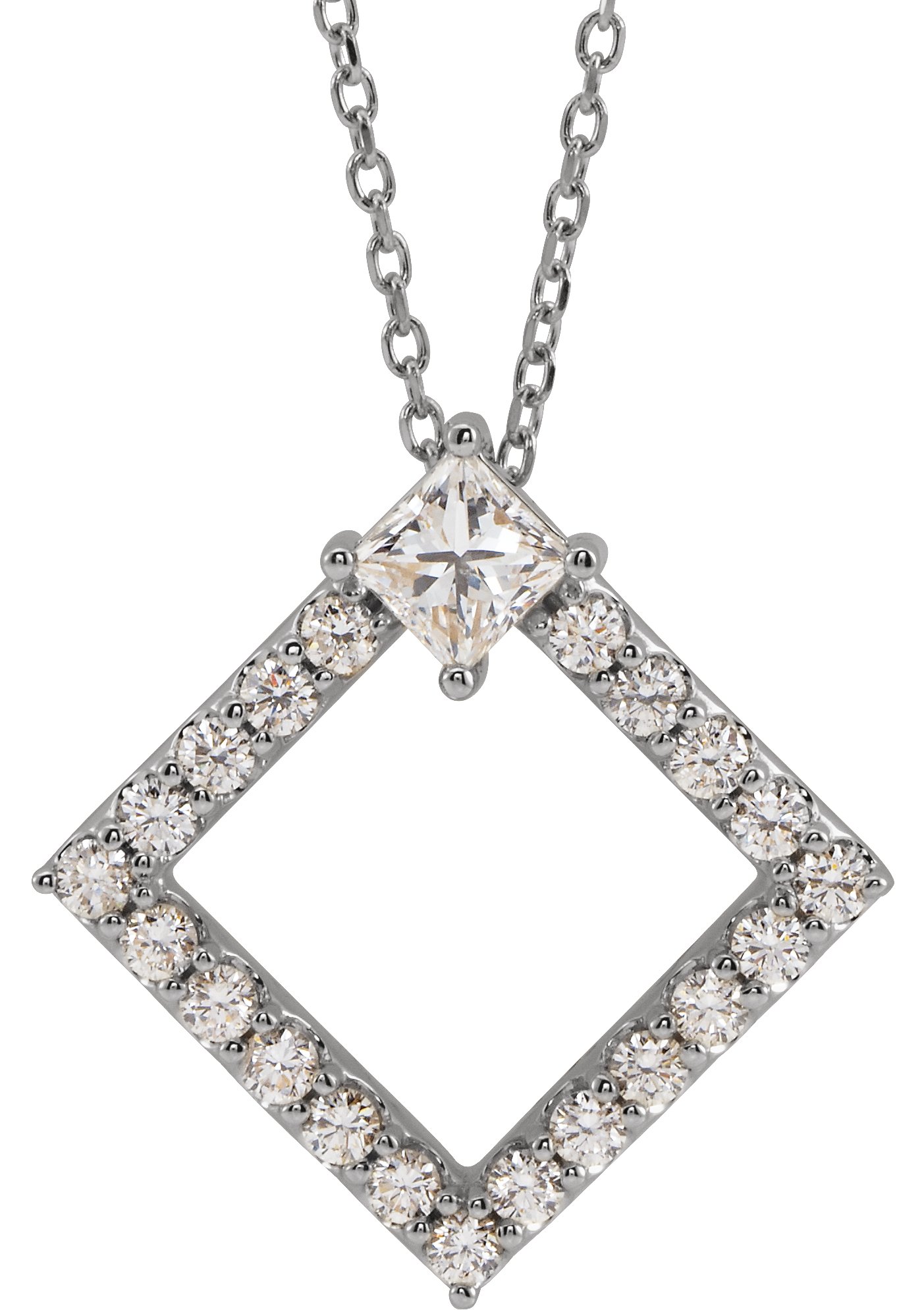 14K White .625 CTW Diamond 16 18 inch Necklace Ref 14900509