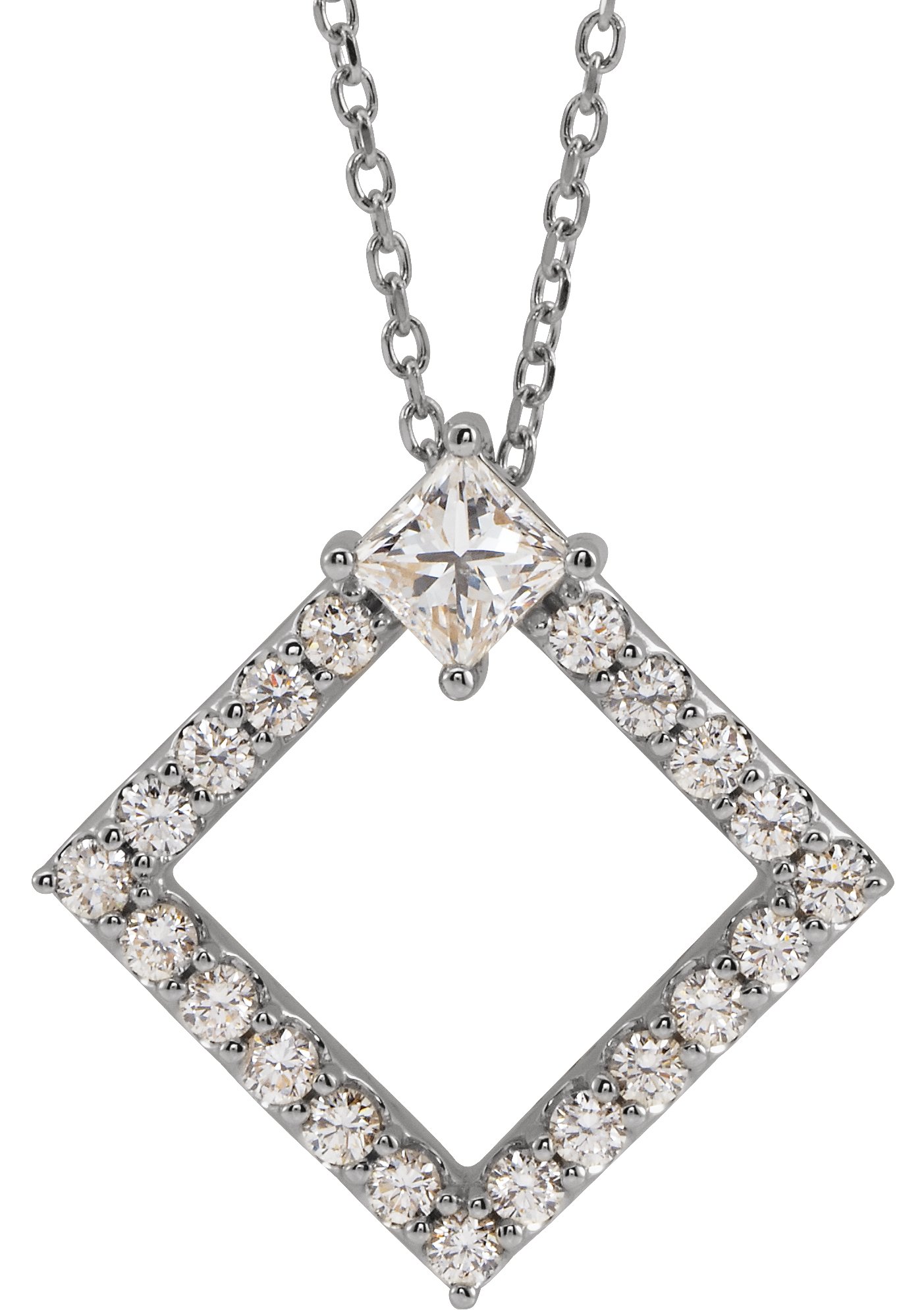 14K White 5/8 CTW Natural Diamond 16-18" Necklace