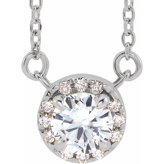 Platinum 4.5 mm Natural White Sapphire & .05 CTW Natural Diamond 16 Necklace