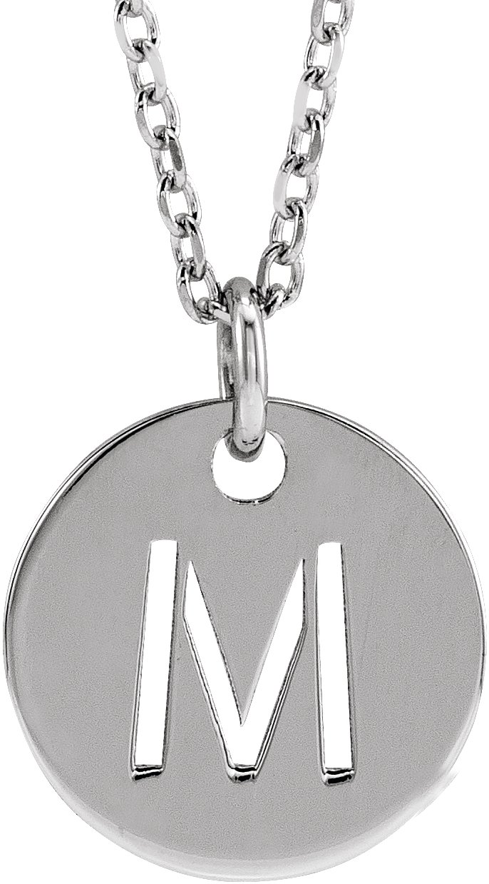 14K White Initial M 16-18" Necklace