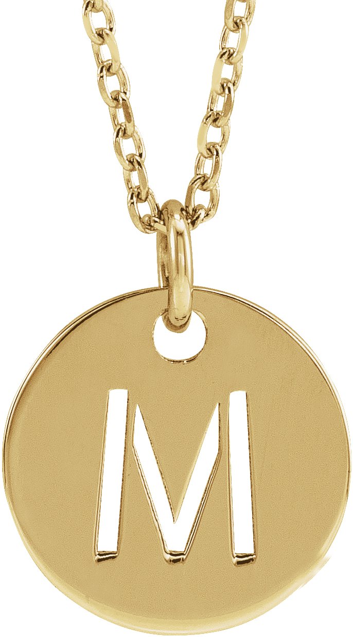 14K Yellow Initial M 16-18" Necklace