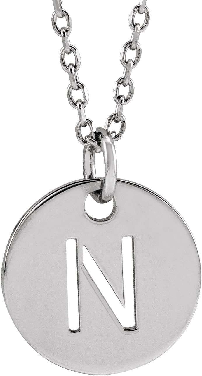 14K White Initial N 16-18" Necklace